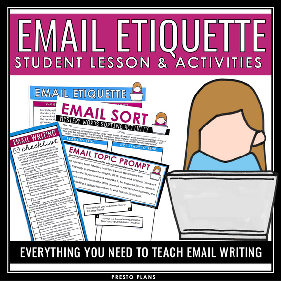 Email Etiquette - How to Write an Email Lesson, Activities, and Assignments