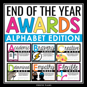 End of the Year Awards - Alphabet Edition ABC Student Awards Certificates