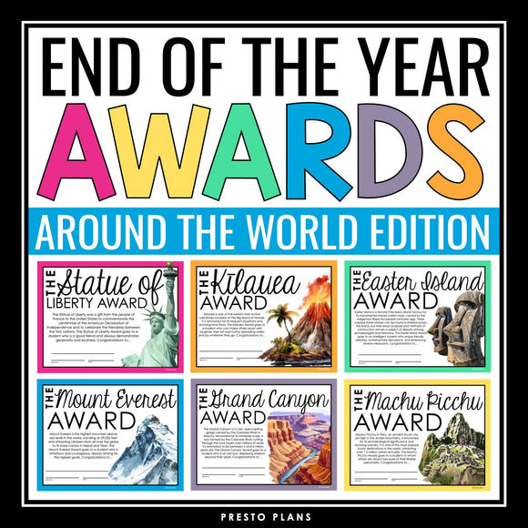 End of the Year Awards - Around the World Edition Student Awards Certificates