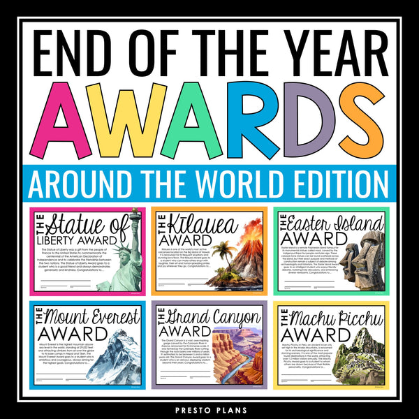 End of the Year Awards - Around the World Edition Student Awards Certificates