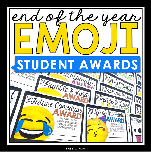 End of the Year Awards - Emoji Edition Creative Student Award Certificates