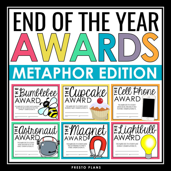 End of the Year Awards - Metaphor Edition Student Award Certificates