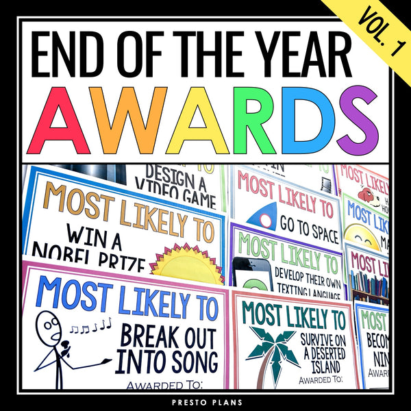 End of the Year Awards - Most Likely To Edition Student Award Certificates Vol 1