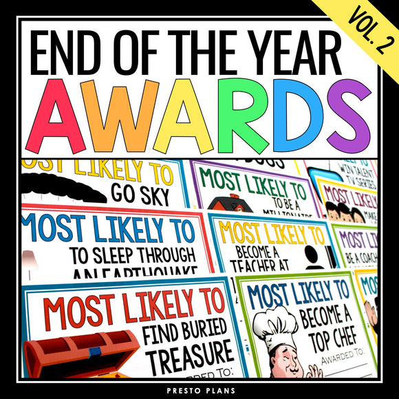 End of the Year Awards - Most Likely To Edition Student Award Certificates Vol 2