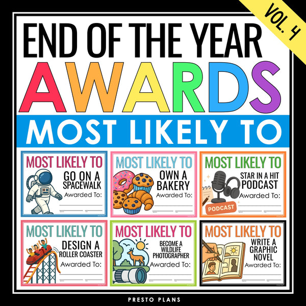 End of the Year Awards - Most Likely To Edition Student Award Certificates Vol 4