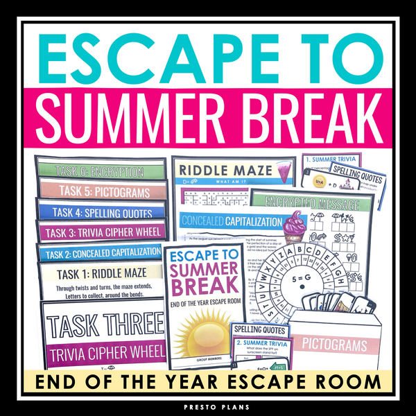 End of the Year Escape Room - Escape to Summer Break Breakout Game Activity