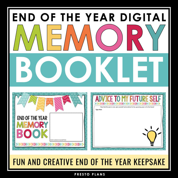 End of the Year Digital Memory Book - Writing Assignment for the End of the Year