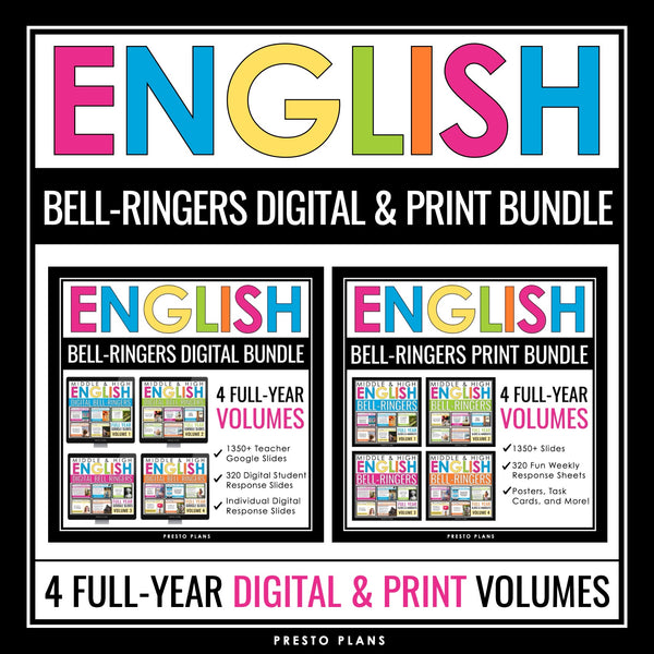 English Bell Ringers Bundle - Weekly ELA Warm Ups - All Digital & Print Volumes