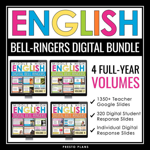 English Bell Ringers Bundle - Creative Weekly ELA Warm Ups - All Digital Volumes