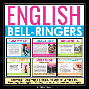 English Bell Ringers - Grammar, Reading, Writing, and Speaking ELA Bundle