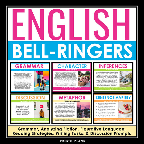 English Bell Ringers - Grammar, Reading, Writing, and Speaking ELA Bundle
