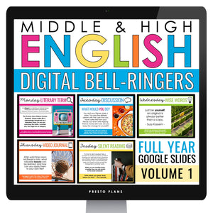 English Bell Ringers - Literary Terms, Discussion, Writing, Video Digital Vol 1