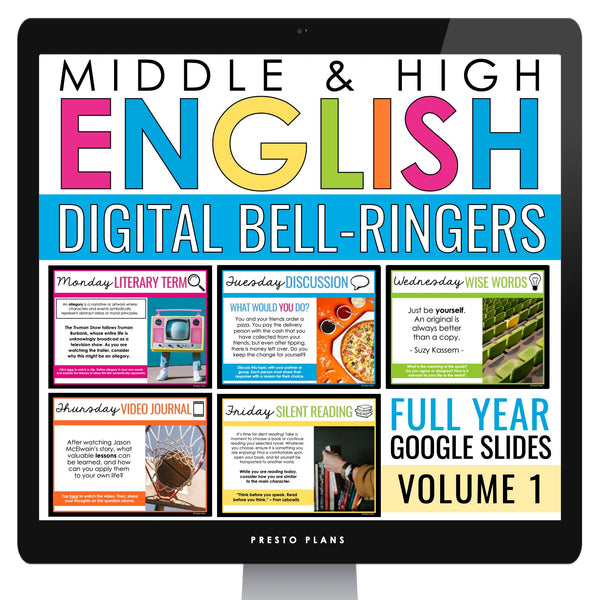 English Bell Ringers - Literary Terms, Discussion, Writing, Video Digital Vol 1