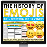 Nonfiction Reading Comprehension Digital Article & Activities History of Emojis