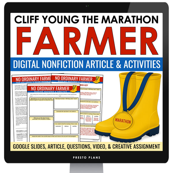 Nonfiction Reading Comprehension Digital Article & Activities Cliff Young Farmer