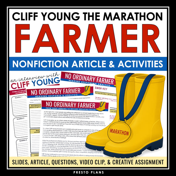 Nonfiction Reading Comprehension Article and Activities - Cliff Young Farmer
