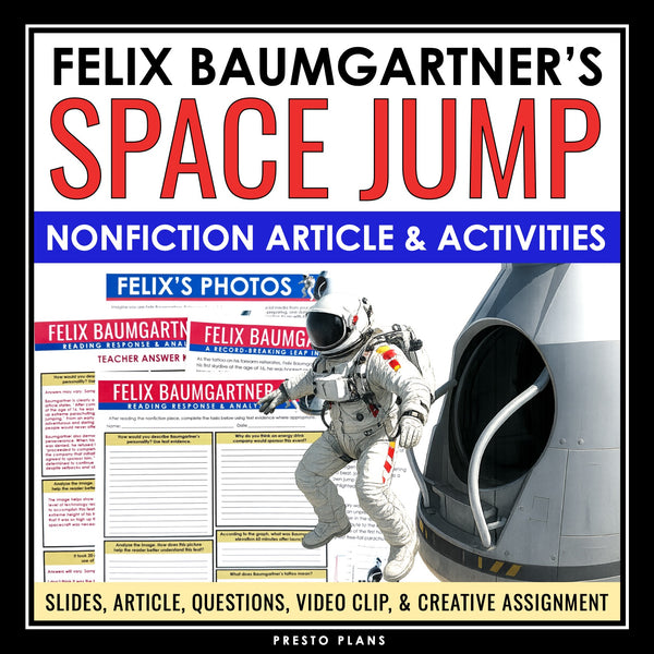 Nonfiction Reading Comprehension Article and Activities - Felix Baumgartner