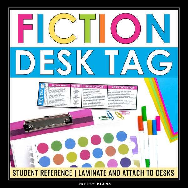 Fiction Desk Tags Student Reference - Short Story or Novel Devices and Terms