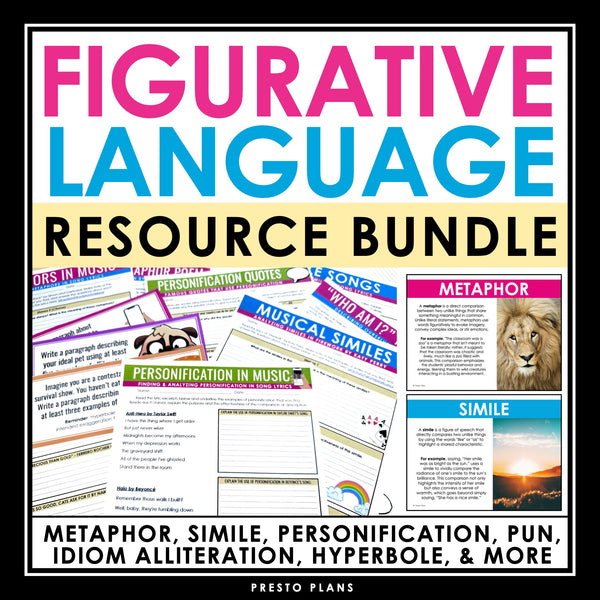 Figurative Language Activities, Assignments, & Slides Bundle - Literary Devices