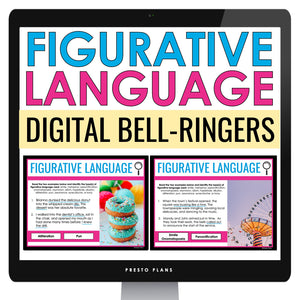 Figurative Language Digital Bell Ringers and Task Cards - Literary Devices
