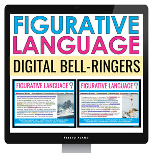 Figurative Language Bell Ringers and Tasks - Literary Devices Digital Activities
