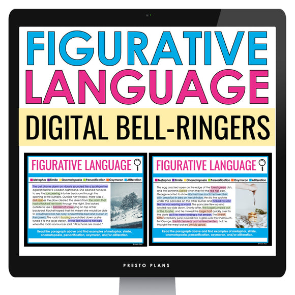 Figurative Language Bell Ringers and Tasks - Literary Devices Digital Activities