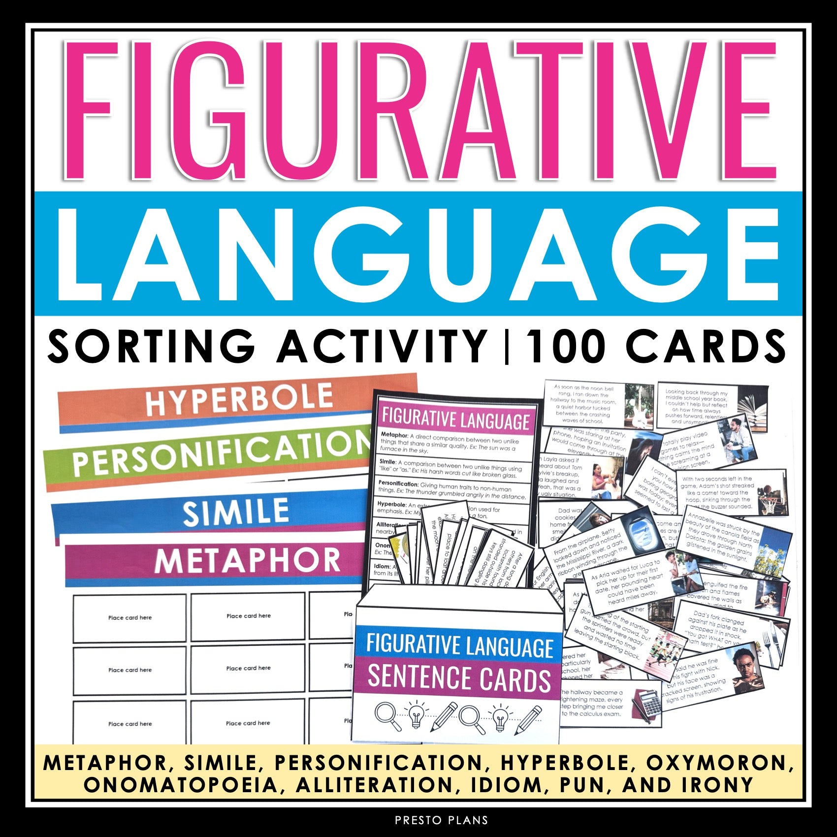 Language Feature Sort Activity Figurative Language Game Card Sorting Activity - Fun Literary Devices ...