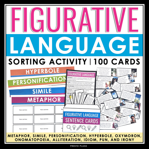 Figurative Language Game Card Sorting Activity - Fun Literary Devices Practice