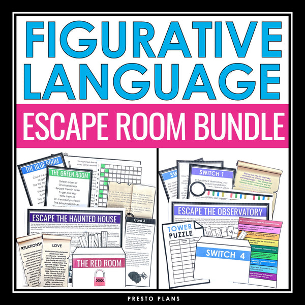 Figurative Language Escape Room Activity Bundle Literary Devices Breakout Games