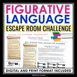 Figurative Language Escape Room Challenge Literary Devices Activity Game