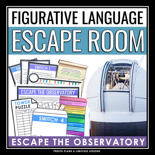 Figurative Language Escape Room Literary Devices Breakout Activity - Observatory