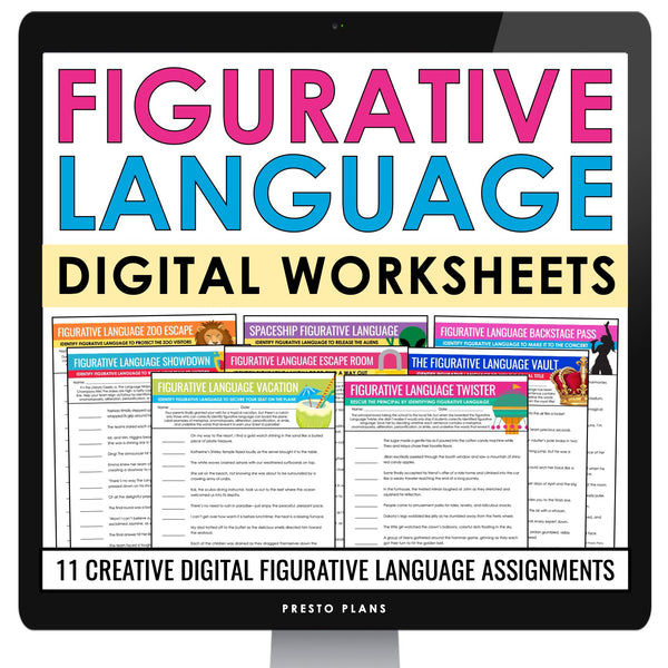 Figurative Language Digital Worksheets Metaphor, Simile, Personification & More