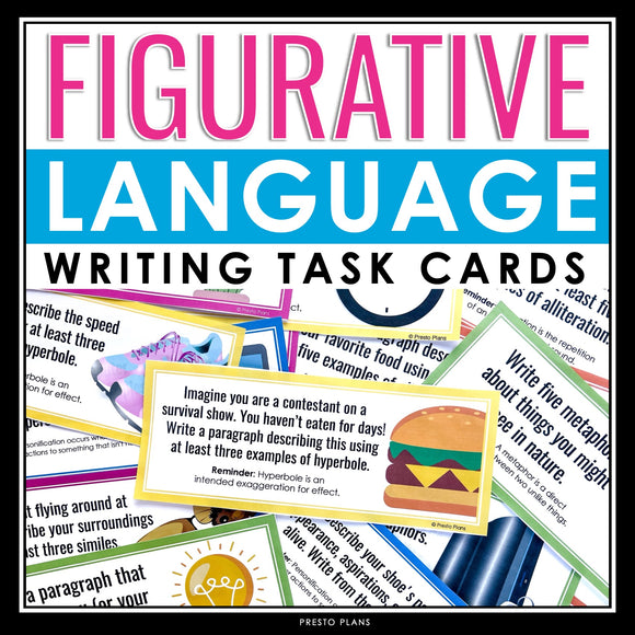 Figurative Language Writing Task Cards - Integrating Literary Devices in Writing