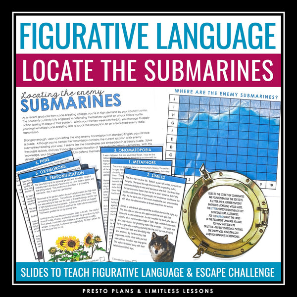 Figurative Language Presentation & Escape Room Close Reading Challenge Activity