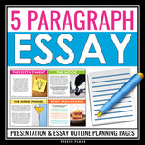 5 Paragraph Essay Writing Presentation and Essay Graphic Organizers and Rubric