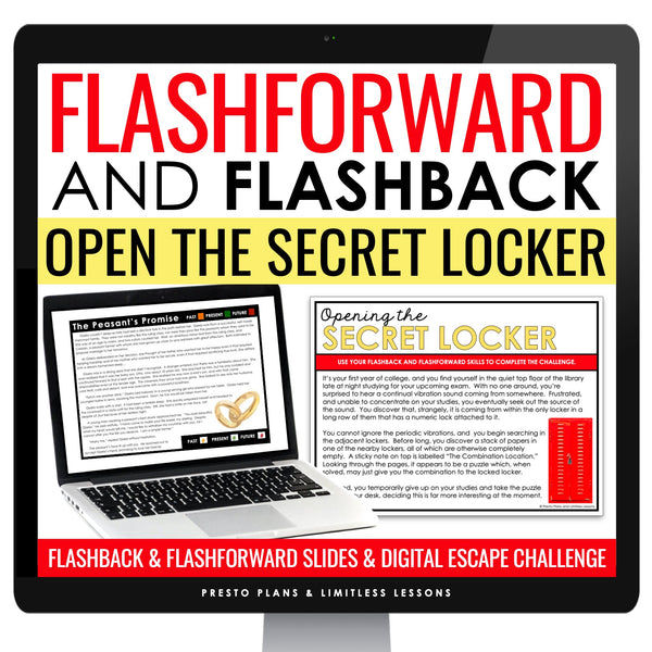 Flashback and Flashforward Presentation & Digital Escape Room Reading Activity