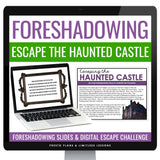 Foreshadowing Literary Device Slides and Digital Escape Room Reading Activity