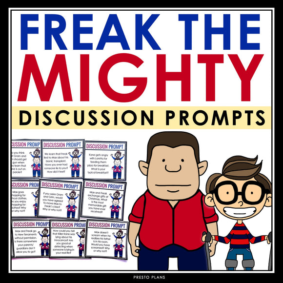 Freak the Mighty Activity - Discussion Cards for Text Connections in the Novel