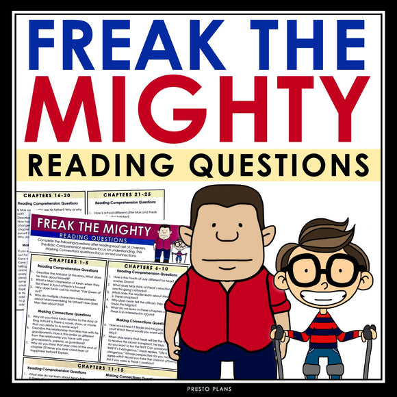 Freak the Mighty Questions - Comprehension & Analysis Reading Chapter Questions