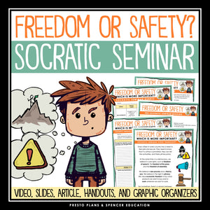 Socratic Seminar - Freedom or Safety Discussion Slides, Organizers, and Handouts