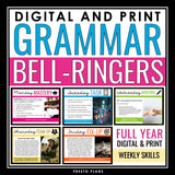 Grammar Bell-Ringers - Grammar Skills Program Middle & High ELA - Digital Print