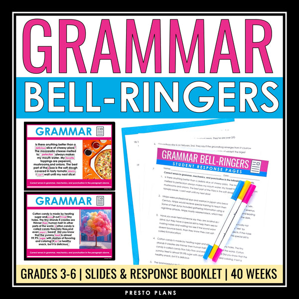 Grammar Bell Ringers and Warm Ups - Spelling, Punctuation and Grammar Editing