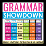 Grammar Game - Homophones, Spelling, Commas, and Capitalization Practice