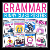 Grammar Posters Classroom Bulletin Board Decor - 20 Funny Grammar Posters