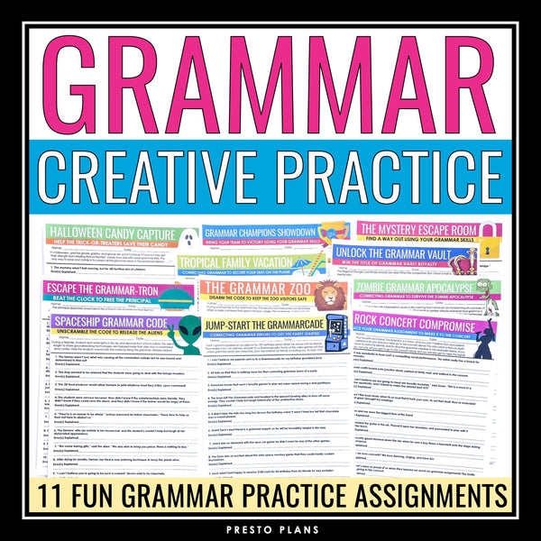 Grammar Worksheets - Editing Punctuation, Spelling, and Grammar Assignments