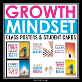 Growth Mindset Posters Classroom Bulletin Board Quotes Display and Student Cards