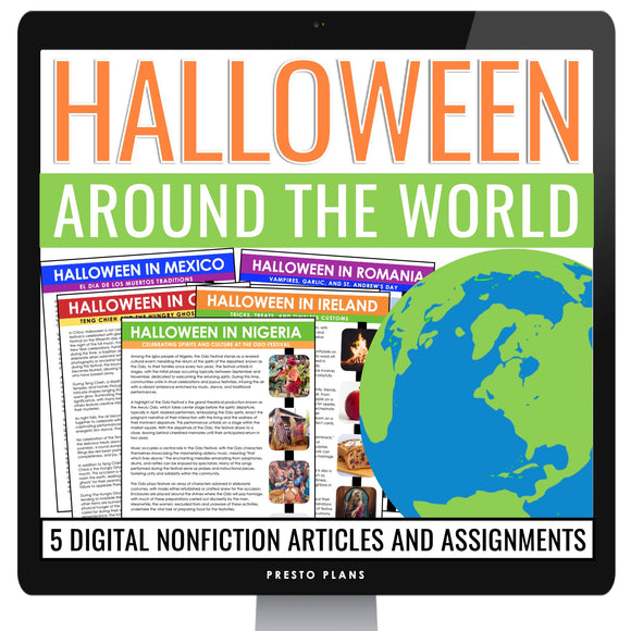 Halloween Around the World Reading Comprehension - Digital Assignments