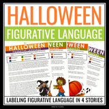 Halloween Figurative Language Stories Assignments - Literary Devices Activity