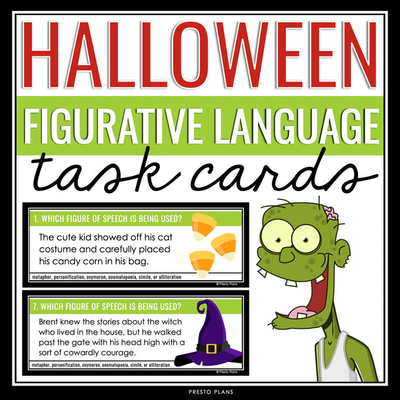 Halloween Figurative Language Activity - Literary Devices Task