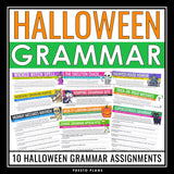 Halloween Grammar Worksheets - Editing Punctuation, Spelling, & Grammar Activity